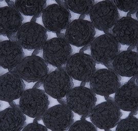 Efektní tyl se stužkovou aplikací motiv růže černá