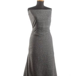 Vlněná látka tweed černošedá