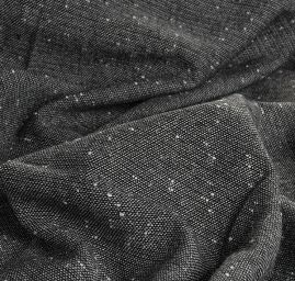 Vlněná látka tweed černošedá