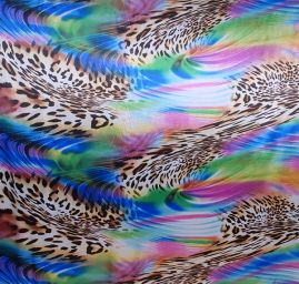 Satén digitální tisk zvířecí motiv/duha