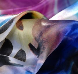 Satén digitální tisk zvířecí motiv/duha