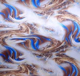 Satén digitální tisk abstraktní zvířecí motiv modrá