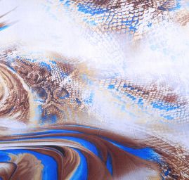 Satén digitální tisk abstraktní zvířecí motiv modrá