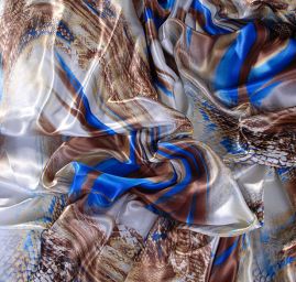 Satén digitální tisk abstraktní zvířecí motiv modrá