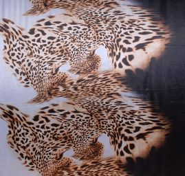 Satén digitální tisk zvířecí motiv hnědý