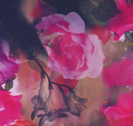 Úplet digitální tisk květinový motiv růžový