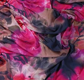 Úplet digitální tisk květinový motiv růžový