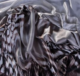 Satén digitální tisk bordura zvířecí motiv tm.hnědá