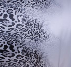 Satén digitální tisk bordura zvířecí motiv černobílá