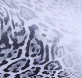Satén digitální tisk bordura zvířecí motiv černobílá