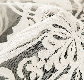 Krajka luxusní výšivka na tylu smetanová