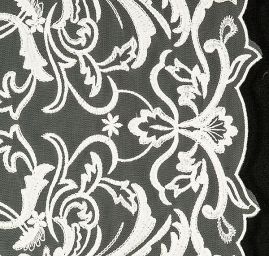 Krajka luxusní výšivka na tylu smetanová