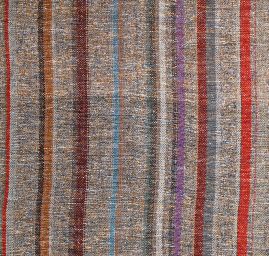 Ručně tkaná metráž pruhy zlatostříbrné s šedou