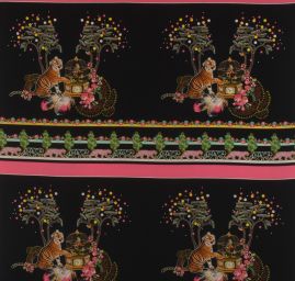 Krepdešín šatová jemná látka vzor tygr klec