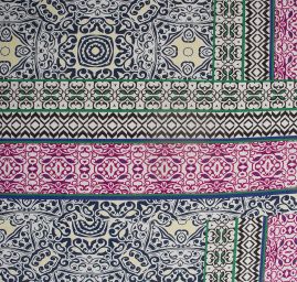 Viskozová šatová látka ornamentální vzor