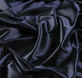 Satén pružný jemný námořnická modrá