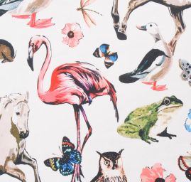 Úplet středně silný Punto tisk růžový plameňák