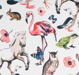 Úplet středně silný Punto tisk růžový plameňák