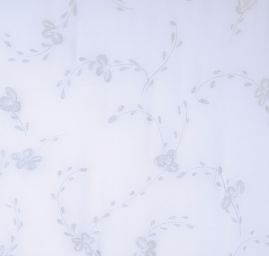 Šifon stříbrný tisk motiv květin světle šedá