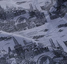 Panorama Praha šedá / čierna strieborná výšivka kupón