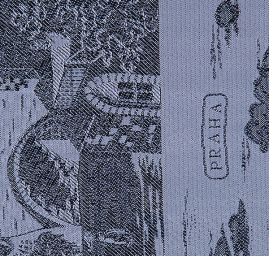 Panorama Praha šedá/černá stříbrná výšivka kupón