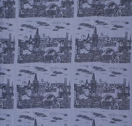 Panorama Praha šedá/černá stříbrná výšivka kupón