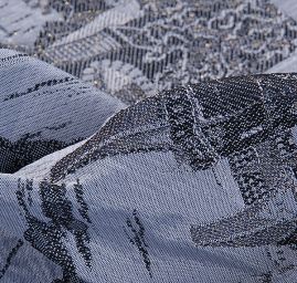 Panorama Praha šedá/černá zlatá výšivka kupón