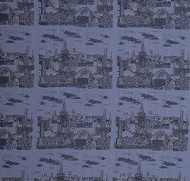 Panorama Praha šedá/černá zlatá výšivka kupón