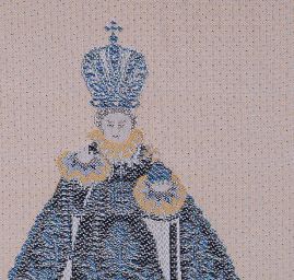 Pražské Jezulátko kupón šedotyrkysová/béžová