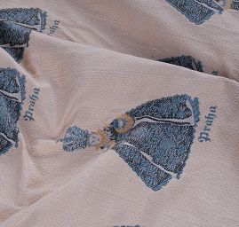 Pražské Jezulátko kupón šedotyrkysová/béžová