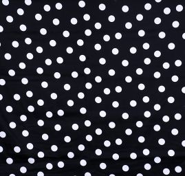 Pružná bavlněná látky vzor puntík bílá/černá
