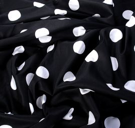 Pružná bavlněná látky vzor puntík bílá/černá