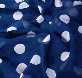 Šifon vzor puntík bílá/tm.modrá