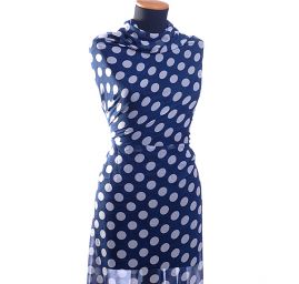 Šifon vzor puntík bílá/tm.modrá