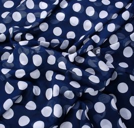 Šifon vzor puntík bílá/tm.modrá