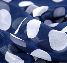 Šifon vzor puntík bílá/tm.modrá