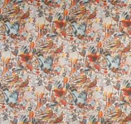 Žakárová dekorační látka Art deco Ptáčci lomená bílá