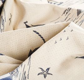 Dekorační látka vzor moře maják/loď