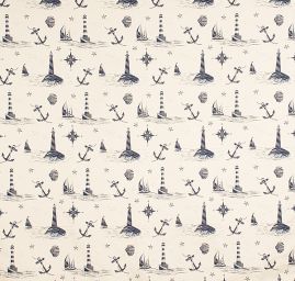 Dekorační látka vzor moře maják/loď