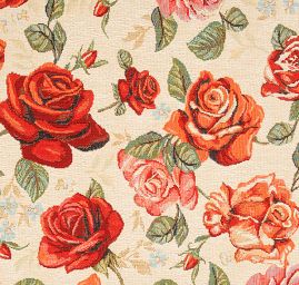 Dekorační látka růže na smetanovém podkladě