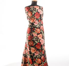 Dekorační látka růže na černém podkladě