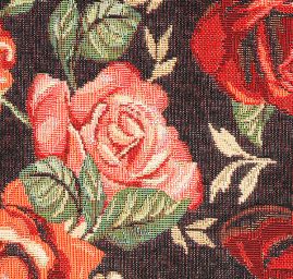 Dekorační látka růže na černém podkladě