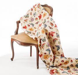 Dekorační látka se vzorem motýlů, berušek a květin