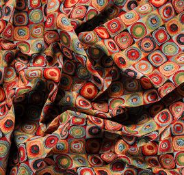 Dekorační látka čtverce a kruhy malé