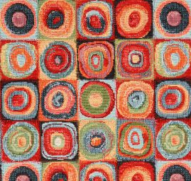 Dekorační látka čtverce a kruhy malé