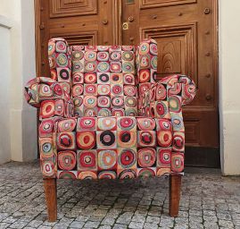 Dekorační látka kruhy a čtverce velké