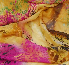Hedvábný mušelín barevná fantazie