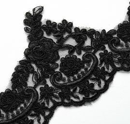 Krajka lem květinový motiv černá