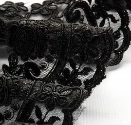 Krajka lem květinový motiv černá