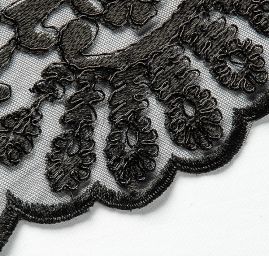 Krajka lem s lurexovou výšivkou černá